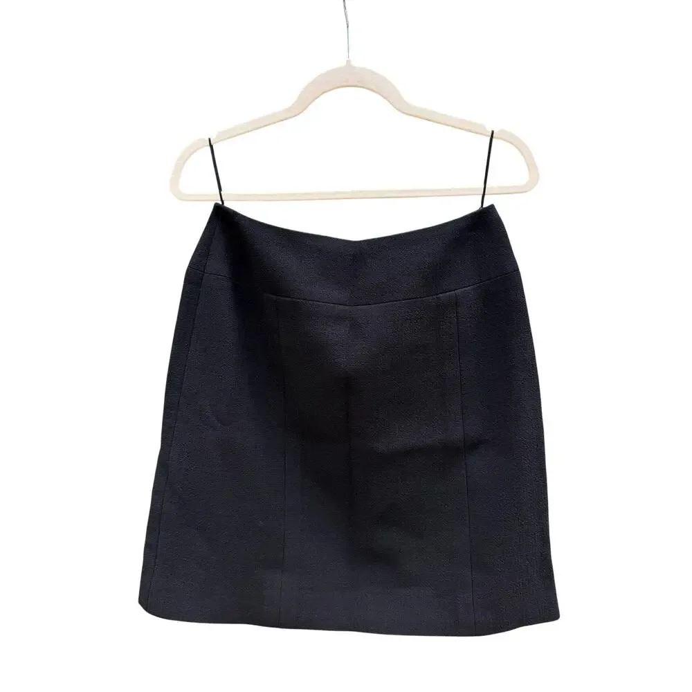 Vintage CHANEL BOUTIQUE Black Wool A-Line Mini Skirt Fall 1997 Collection 40 6 8